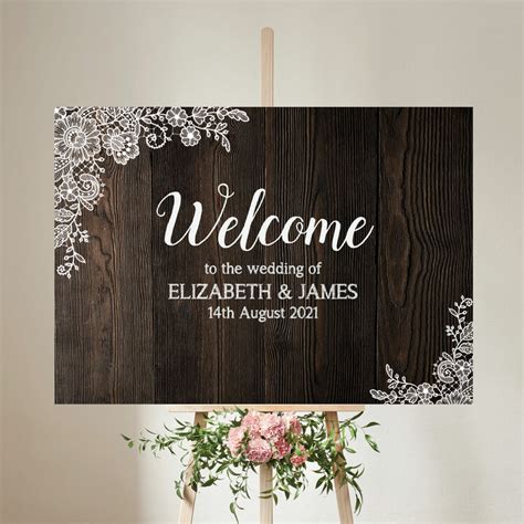 Rustic Wood And Lace Wedding Welcome Sign From £4000 Each