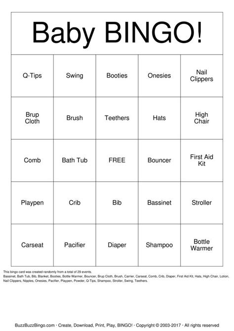 Baby Shower Bingo Cards To Download Print And Customize