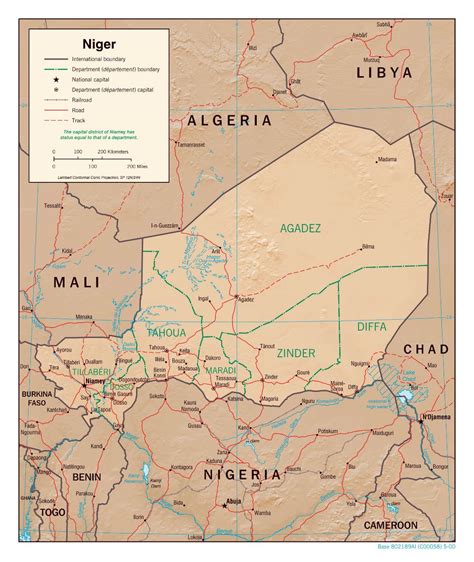Large Detailed Political And Administrative Map Of Niger With Relief