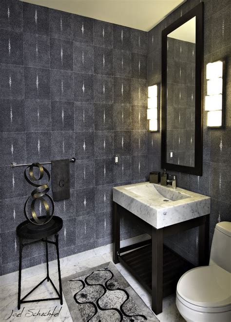 Awesome Guest Bathroom With Great Wallpaper And Sconces In 2020