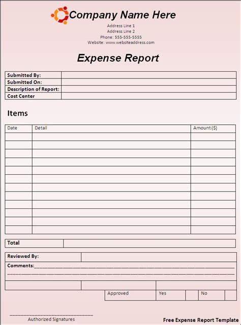 Printable Expense Report Free Word Templates