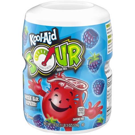 Kool Aid Sour Shockin Blue Raspberry Sugar Sweetened Artificially