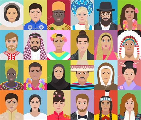 Portraits of people of different nationalities, vector illustrat — Stock Vector © kseniabravo ...