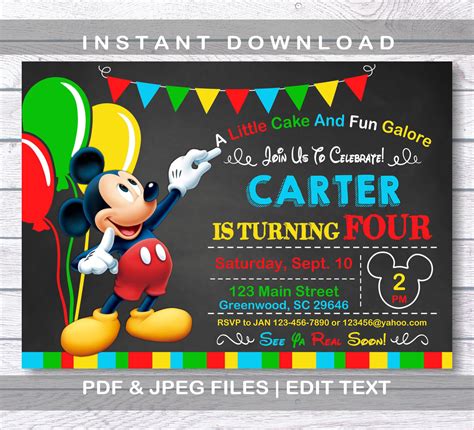 Invitaciones De Mickey Mouse 11 Decoracion De Fiestas
