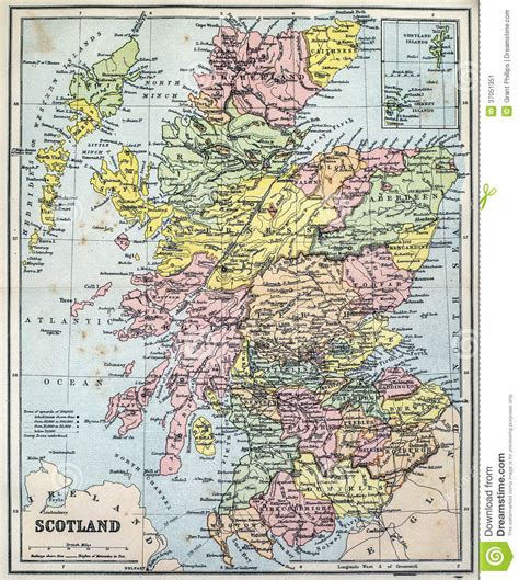 Interaktive schottland karte der sehenswürdigkeiten. Antike Karte Von Schottland Stockbild - Bild von ...