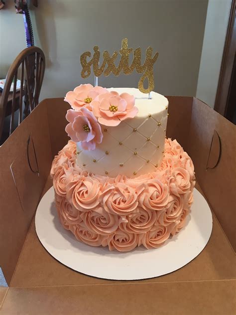 Coral rosette birthday cake | Elegant birthday cakes, 15th birthday cakes, Pink birthday cakes