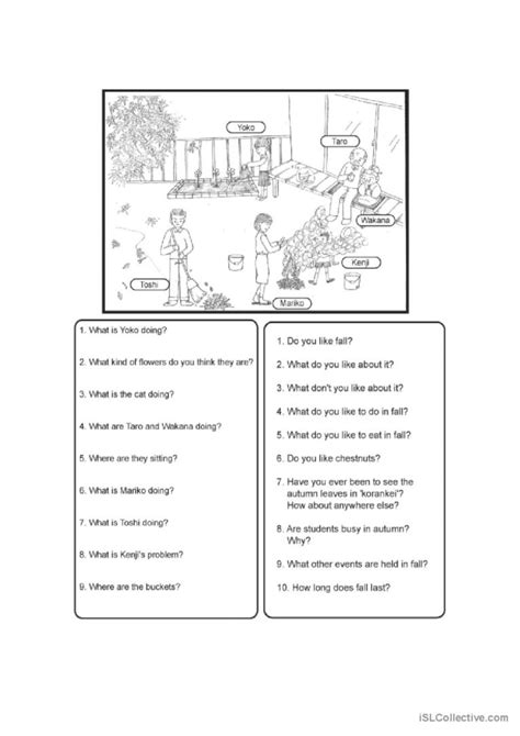 Autumn Discussion Starters Speakin English Esl Worksheets Pdf And Doc