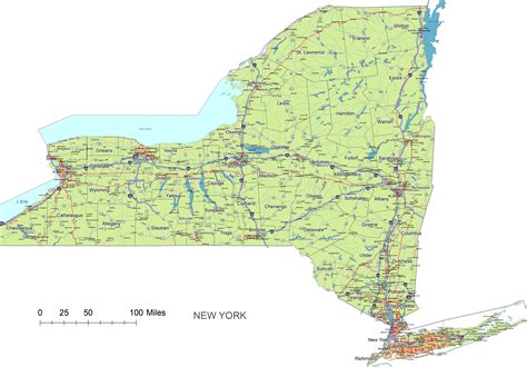 New York State Vector Road Map Your Vector