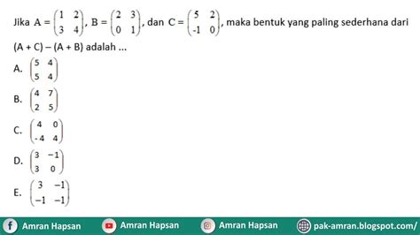 Detail Contoh Soal Penjumlahan Dan Pengurangan Matriks Koleksi Nomer