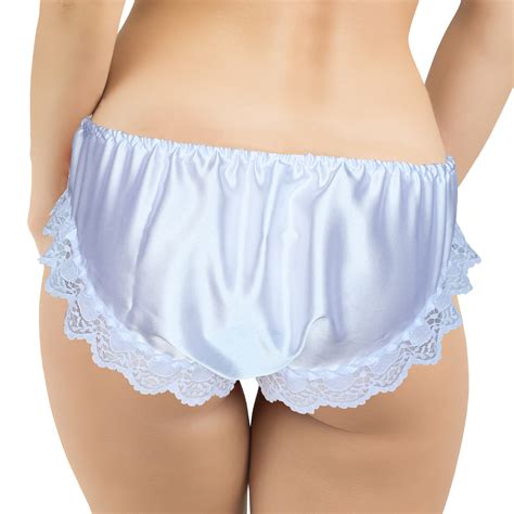 White Satin Lace Sissy Full Panties Bikini Knicker Underwear Size EBay