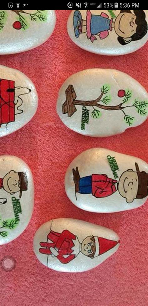 Stone Painting Rock Painting Christmas Rock Cutting Crafts Painted Stones Rock Art Rockin