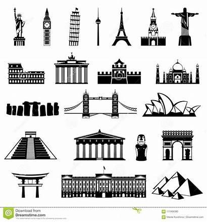 Silhouette Architecture Monument Landmark Icon Countries Vector