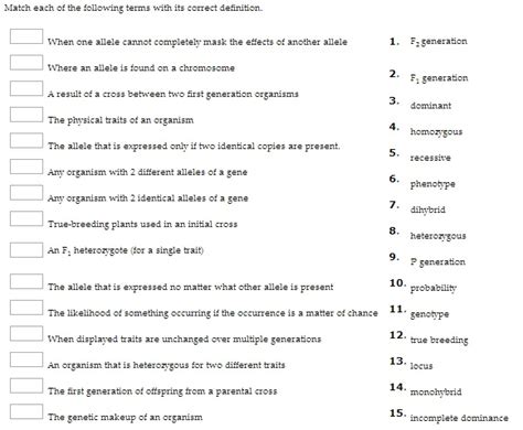 Solved Match Each Of The Following Terms With Its Correct