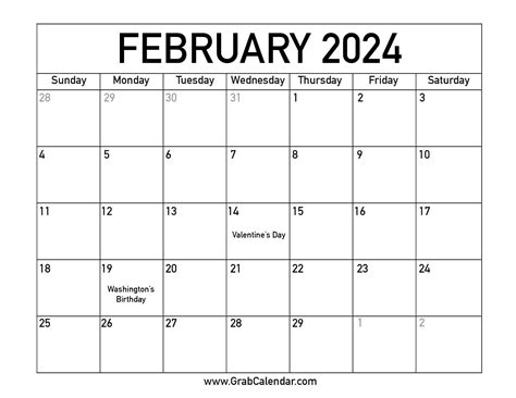 February 2024 Calendar With Holidays Printable Free Pdf - Refund