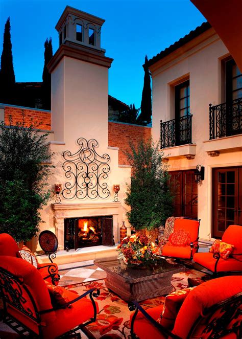 Coffee Table Fireplace Outdoor Outdoor Mediterranean Patio Spanish
