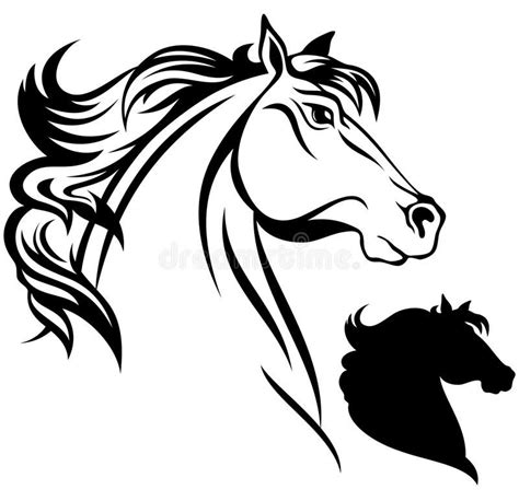 Horse Vector Horse Head Illustration Black And White Outline And