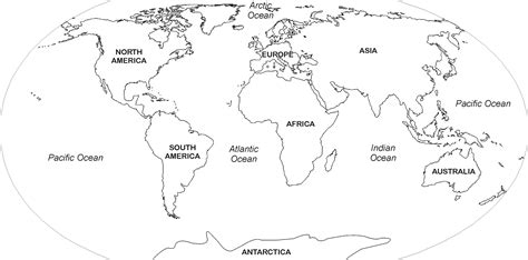 Map Of The World Black And White Printable