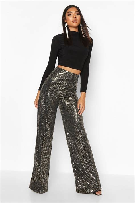 Tall Sequin Wide Leg Pants Clothing For Tall Women Wide Leg Trousers Outfit Tall Clothing