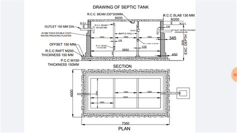 Design Step Of Septic Tank Septic Tank Drawing Plan And Section