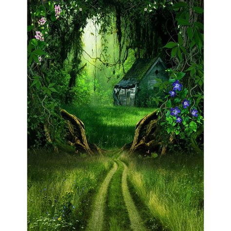 2021 Deep Forest House Old Trees Photo Studio Backdrop Fairyland