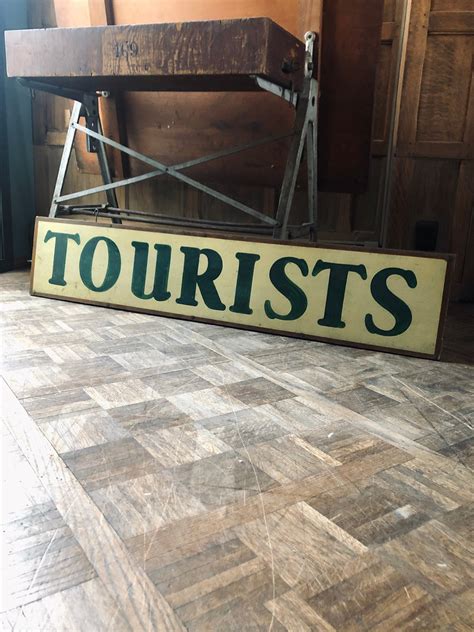 Vintage Tourists Sign Wood Travel Sign Hand Painted Tourists Sign