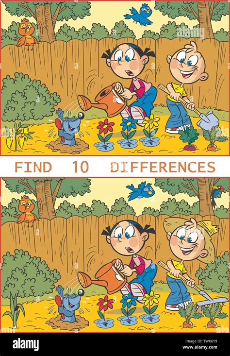 Cartoon Illustration Spot Differences Educational Hi