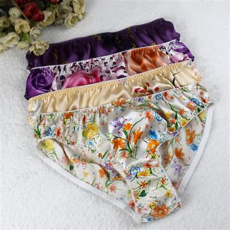 Pure Silk Panties Women 100 Mulberry Silk Pattern Plus Size Briefs Ml