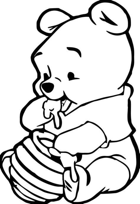 Cute Baby Winnie The Pooh Eating Hunny Coloring Page In 2020 With