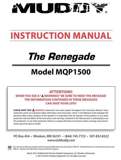 Muddy The Renegade Mqp1500 Instruction Manual Pdf Download Manualslib