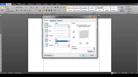 Akan muncul page border tab pada kotak dialog borders and shading. Tutorial Membuat Garis Border/Patron di Microsoft Word # ...