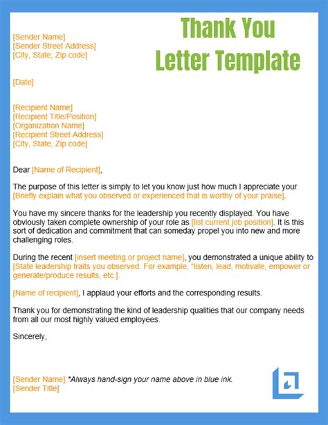 Thank You Letter Sample Free Business Writing Templates