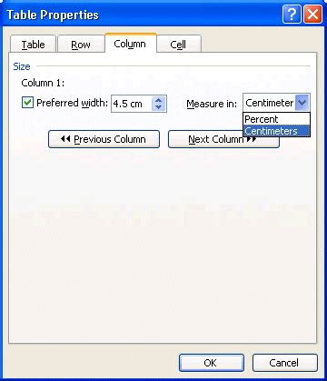 Hold down the mouse and drag the column. Microsoft Word - Tables