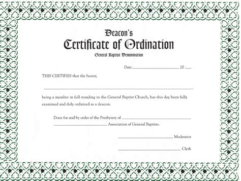 Free Downloadable Printable Deacon Ordination Certificates
