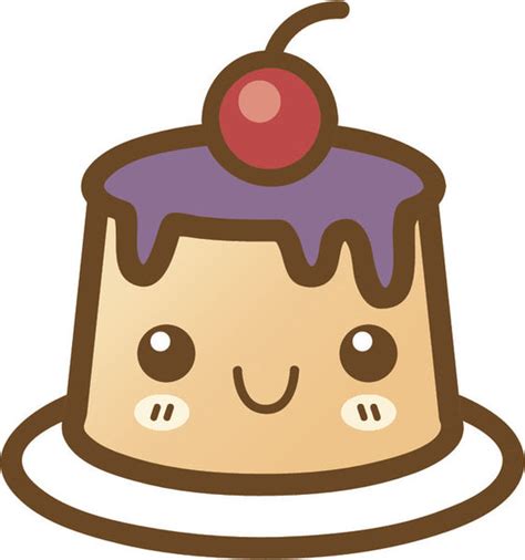 Cute Happy Kawaii Dessert Food Cartoon Emoji Flan Vinyl Decal Sticke