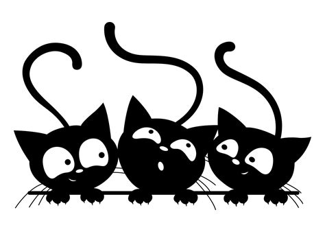 Set Of Black Cats Looking Out The Window Collection Of Funny Cartoon