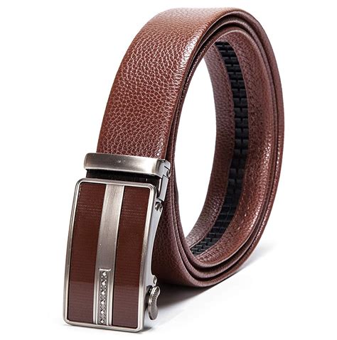 Mens Belt Genuine Leather Belt Automatic Buckle Ratchet Dress Belt For