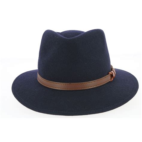 Fedora Jamer Hat Wool Felt Blue Navy Traclet Reference 6597