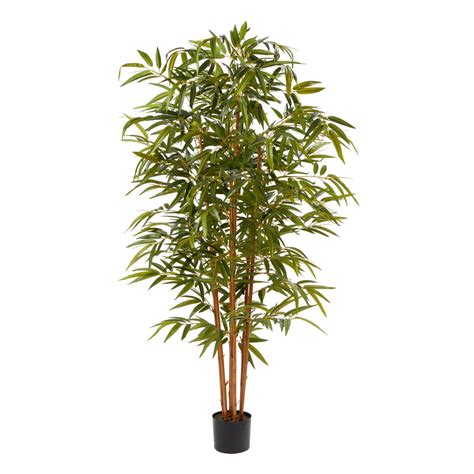 Pure Garden Artificial Bamboo Tall Faux Potted Indoor Floor Plant