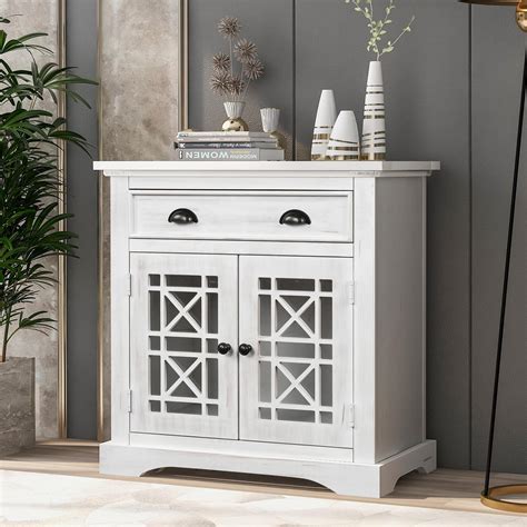 White Rectangular Storage Cabinet Console Sofa Table Wih Cabinet And