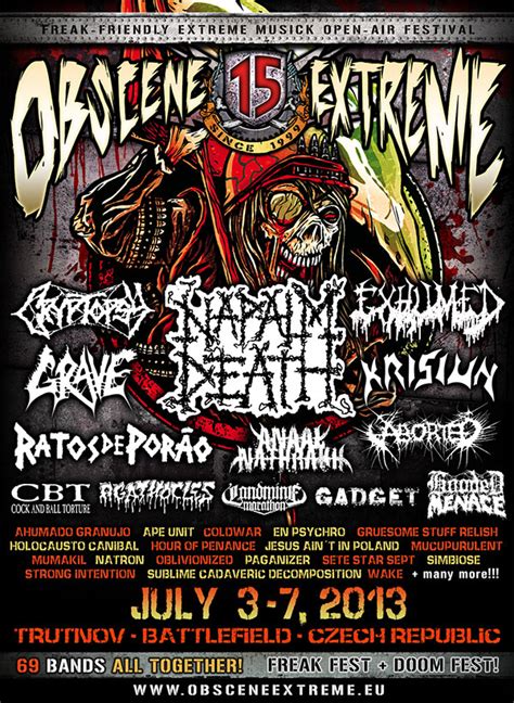 Find out who is playing live at obscene extreme 2021 in trutnov in jul 2021. 2 Weeks Until Obscene Extreme Festival 2013 - Screamer ...