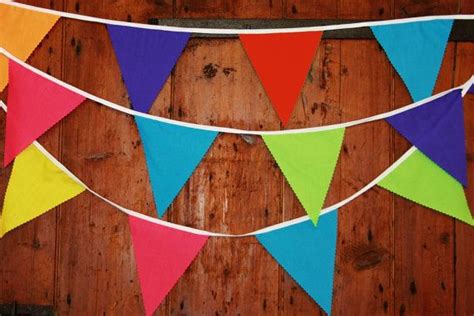 Brightly Coloured Fabric Bunting 34 Ft With 38 Flags In Orange Red