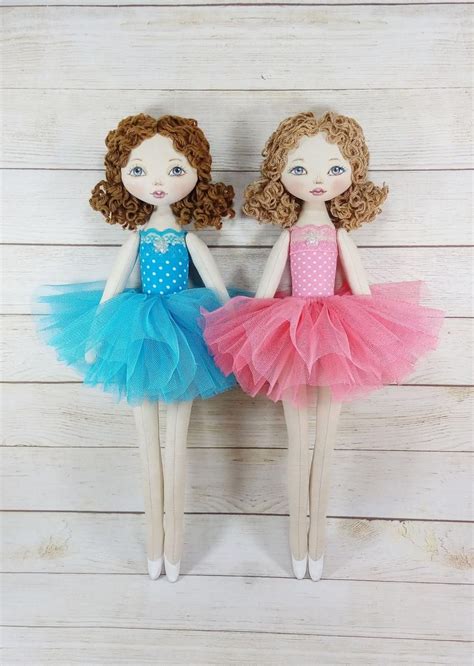 Textile Rag Doll Ballerina Made Of Handmade Cotton Fabric Etsy In