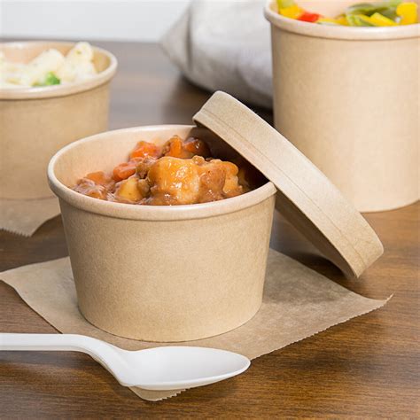Ecochoice 8 Oz Kraft Paper Soup Hot Food Cup With Vented Lid 25pack