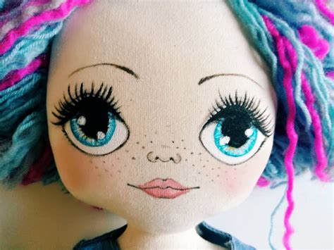 Handmade Rag Doll 21 Inch Painted Face Textile Doll Ooak Etsy