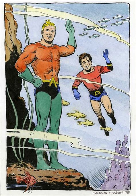 Original Colored Artwork Portraying Dc Comics Superheroes Aquaman And