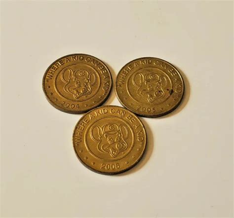 LOT OF THREE 2000s Span Chuck E Cheese Coins Tokens 2004 2005 2006 5