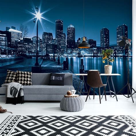 We did not find results for: Blue city skyline at night wall mural | Feature wall ...