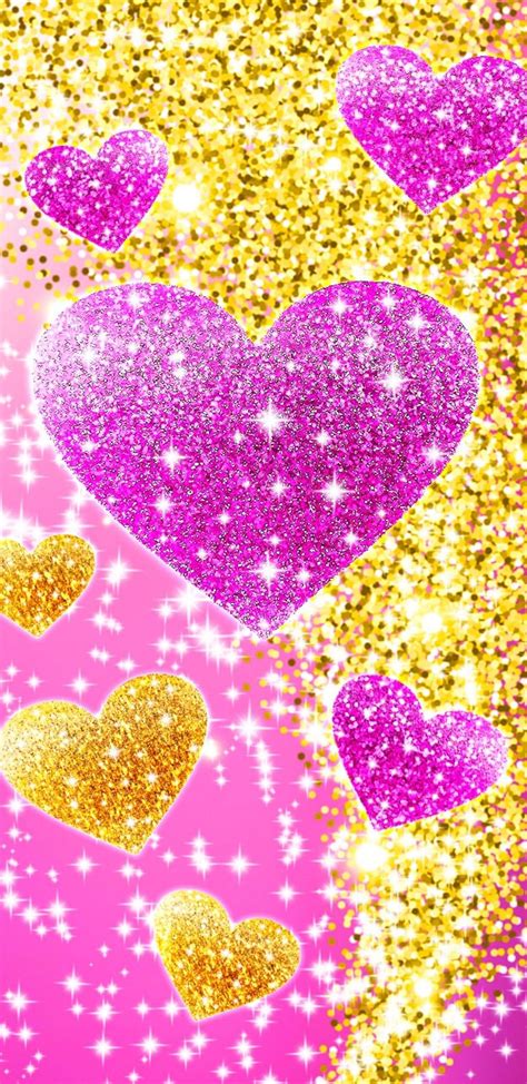 Pink And Gold Hearts Glitter Phone Wallpaper Love Wallpaper Backgrounds