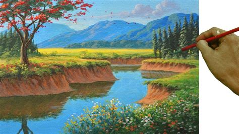Acrylic Painting Tutorial On How To Paint Basic To Realistic Landscape