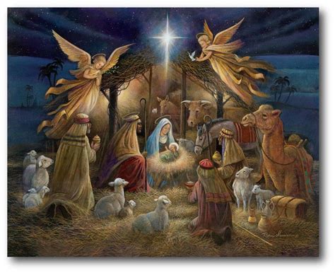 Nativity Graphic Art Print on Canvas Imagenes de pesebres navideños